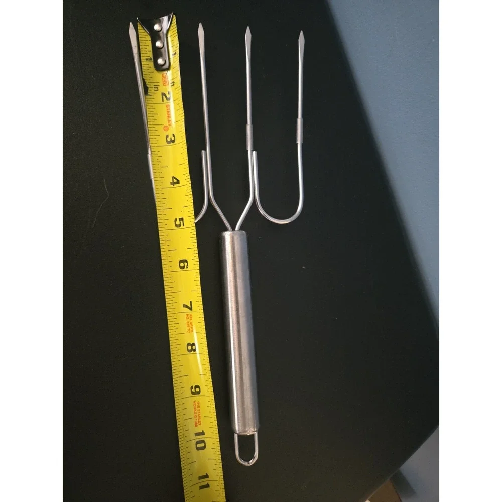Set Of 2 Meat Forks Turkey Lifters Stainless Steel 4 Prong 11x4
